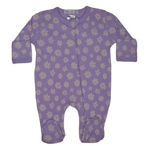 Little mish rib zipper footie lilac daisy